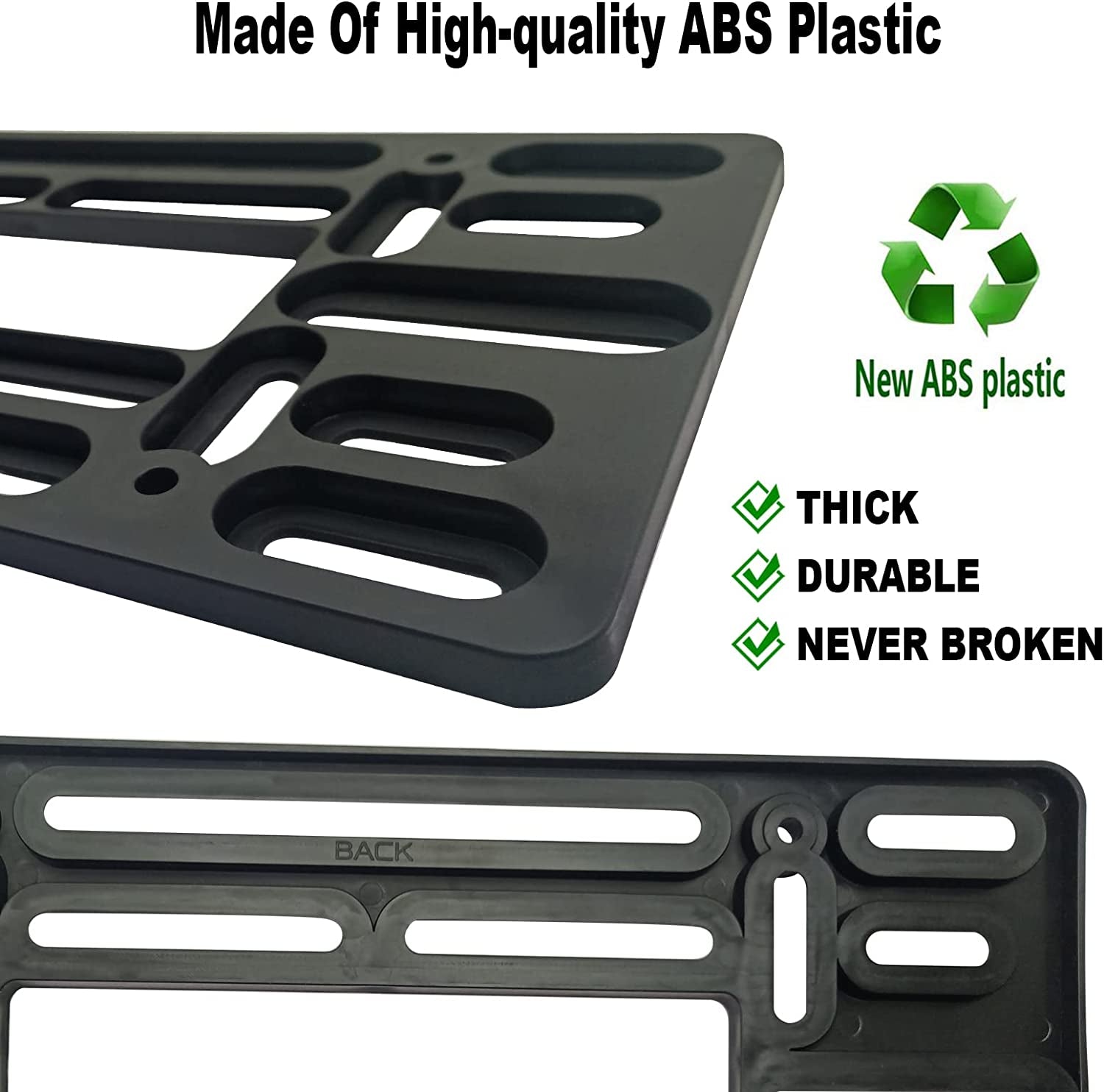 Front License Plate Mounting Kit- Carbon Fiber License Plate Frame and Universal Bracket for 2 Hole Front Bumper, Black Aluminum Car Tag Holder Adapter