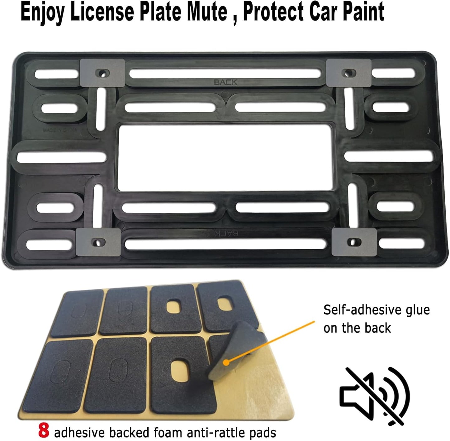 Front License Plate Mounting Kit- Carbon Fiber License Plate Frame and Universal Bracket for 2 Hole Front Bumper, Black Aluminum Car Tag Holder Adapter